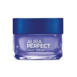 L'Oréal Paris Aura Perfect Night Cream, Moisturising and Brightening, With Vitamin C + Vitamin E + Tourmaline Gemstone, 50ml