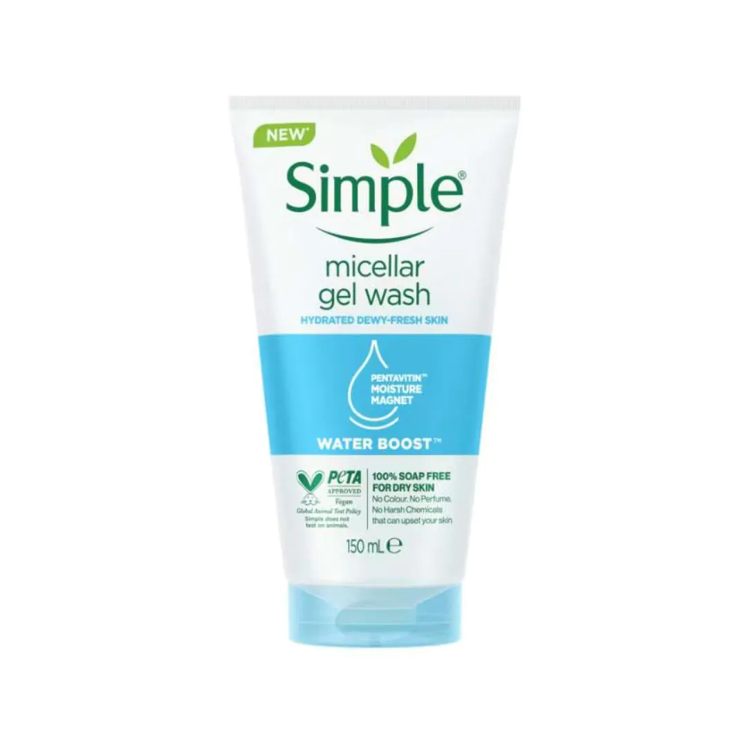 Simple Water Boost Micellar Gel Face Wash For Dry & Sensitive Skin 150ml